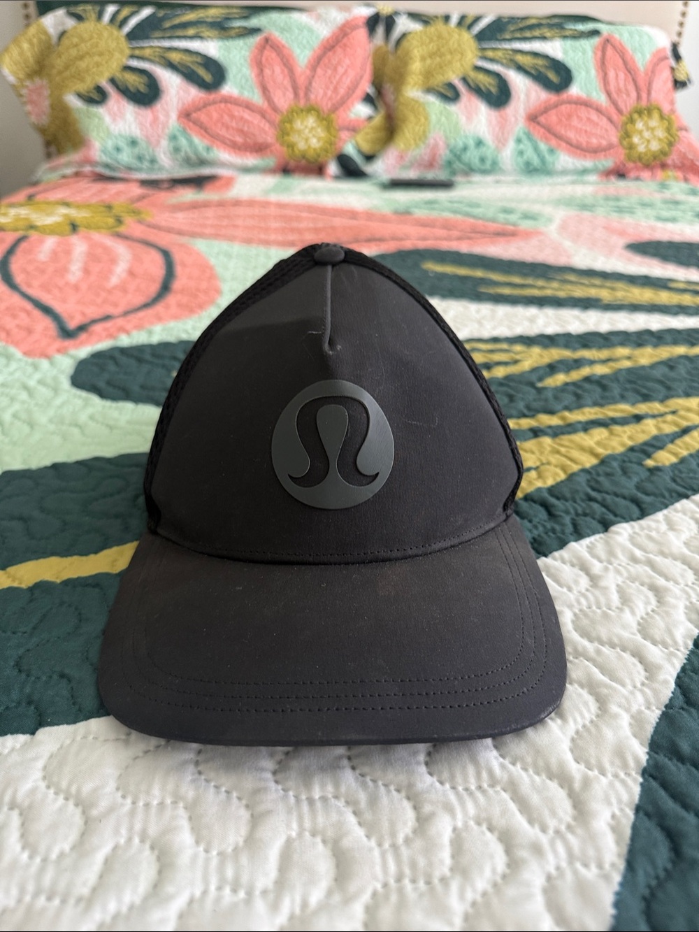 lululemon athletica Black Logo Trucker Cap with Matte Emblem